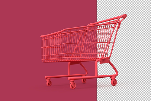 Minimalistic illustration of shopping cart on purple background