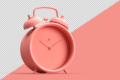 Minimalistic illustration of vintage alarm clock on pink background