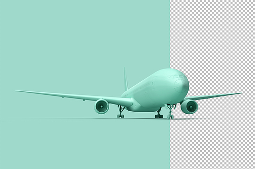 Minimalistic illustration of passenger airplane on teal background