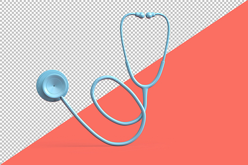 Teal stethoscope on pink background. 3D illustration