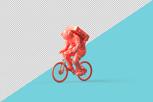 Astronaut on a bicycle. Minimalistic concept