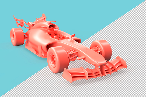 Modern pink racing car against teal background