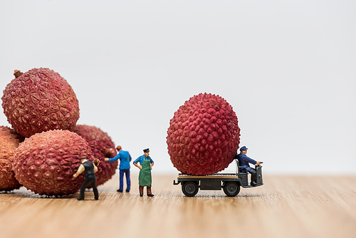 Lychees on truck. Delivery concept.