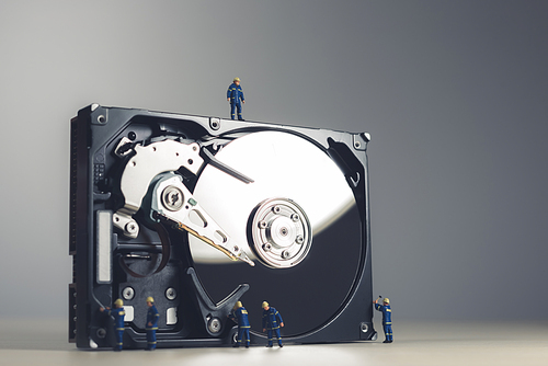 Maintenance and repairing of HDD. Technology concept.