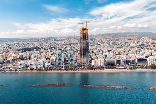 Aerial view over the skyline of Limassol. Cyprus