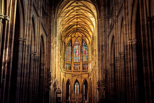 Nave of St Vitus' s Cathedral. Prague, Czech Republic.