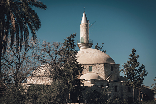 Dome and Minaret of Hala Sultan Tekke. Larnaca, Cyprus
