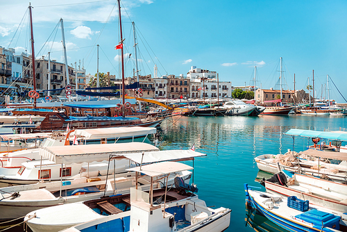 Wide-angled view of Kyrenia harbour, Cyprus.