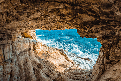 Sea caves of Cavo Greco cape. Ayia napa, Cyprus.