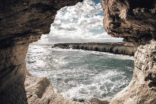 Sea cave in the rock overlooking the sea. Ayia Napa, Cyprus.
