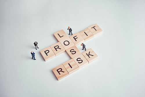 Risk, Profit and Loss Crossword Puzzle. Business concept.
