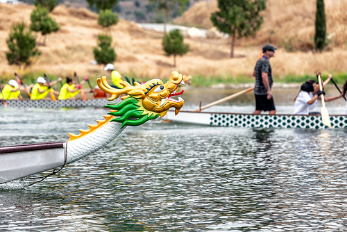Dragon boat's head during the racing