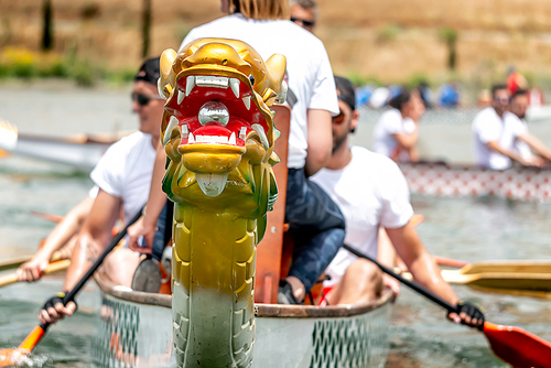 Dragon boat with a head, front view