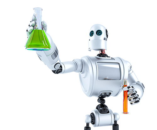 Robotic in the laboratory. Scientific concept. Isolated over white. Contains clipping path