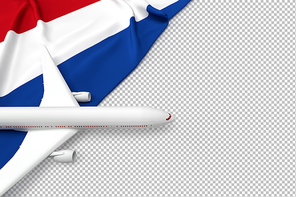 Passenger airplane and flag of Netherlands