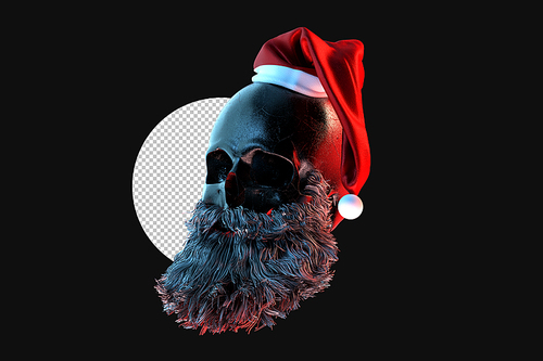 The skull of Santa Claus. 3D Rendering