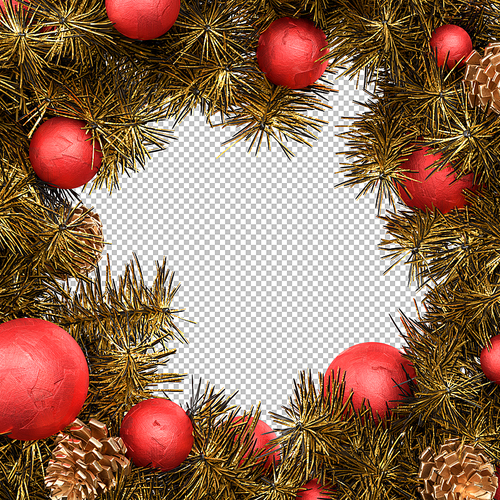 Traditional Christmas wreath frame. 3D Rendering