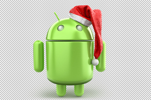 Android Santa Claus. Christmas concept. Isolated. 3D Rendering