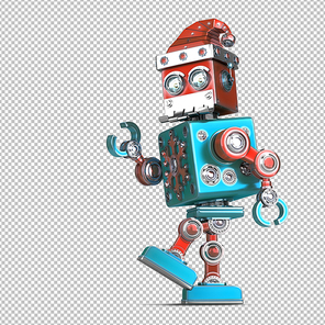 Walking Santa Claus robot. Technology Christmas concept. Isolated