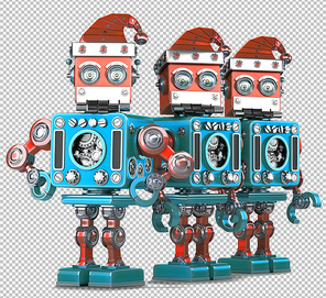 Group of Santa Robots. Technology Christmas concept