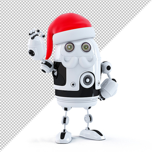 Robot Santa showing OK sign. Technology concept