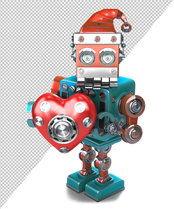 Retro Santa Robot with mechanical heart