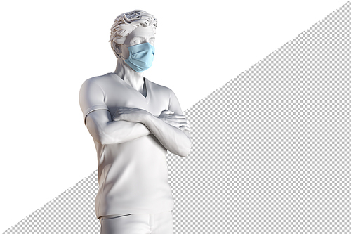 Confident man in protective medical face mask