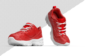 A pair of classy sports shoes in red color