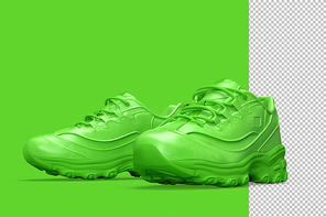 Pair of sport sneakers shoes on green background