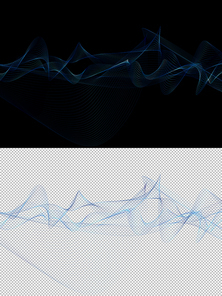 Abstract blue motion wave on dark background. Digital illustration