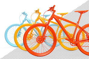 Group of colorful bicycles