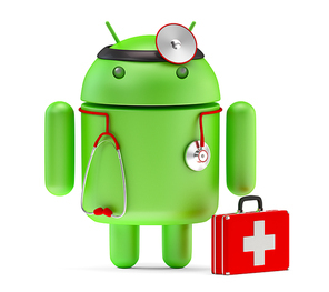 Android paramedic 3D illustration. Isolated. Contains clipping path