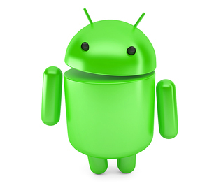 Smiling google android robot. 3D illustration. Isolated. Contains clipping path