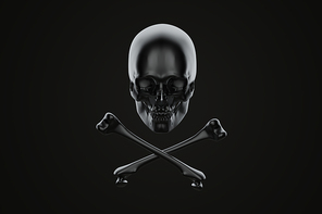 Jolly Roger, skull and crossbones. 3d illustration. Contains clipping path