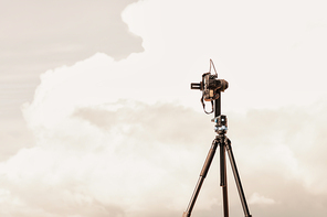 Camera on a tripod with panoramic head