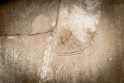 Relief tombstone of a medieval Knight. Larnaca Castle, Cyprus