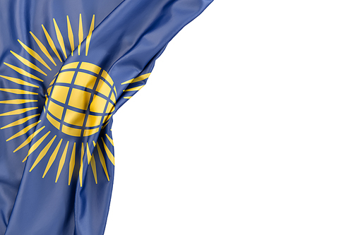 Flag of Commonwealth of Nations in the corner on white background. Isolated, contains clipping path