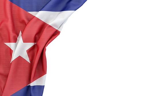 Flag of Cuba in the corner on white background. Isolated, contains clipping path