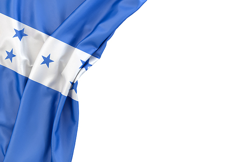 Flag of Honduras the corner on white background. Isolated, contains clipping path