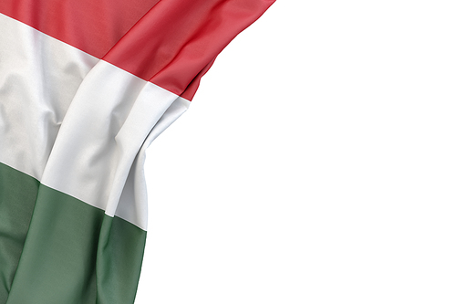 Flag of Hungary the corner on white background. Isolated, contains clipping path