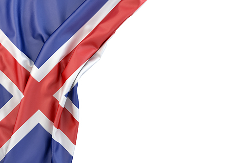 Flag of Iceland the corner on white background. Isolated, contains clipping path