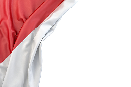 Flag of Indonesia the corner on white background. Isolated, contains clipping path