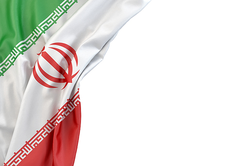 Flag of Iran the corner on white background. Isolated, contains clipping path