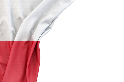 Flag of Poland in the corner on white background. Isolated, contains clipping path