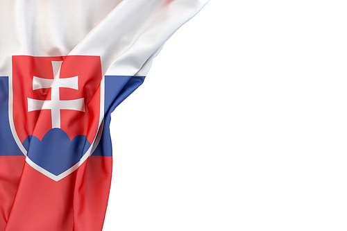 Flag of Slovakia in the corner on white background. Isolated, contains clipping path