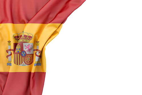 Flag of Spain in the corner on white background. Isolated, contains clipping path