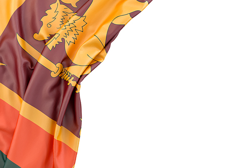 Flag of Sri Lanka in the corner on white background. Isolated, contains clipping path