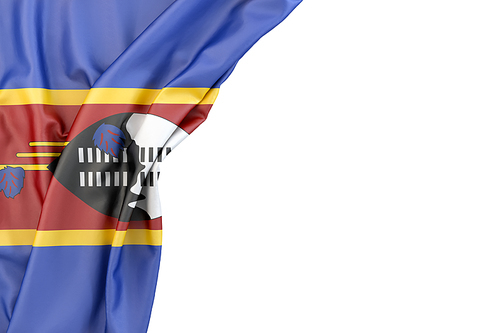 Flag of Swaziland in the corner on white background. Isolated, contains clipping path