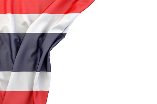 Flag of Thailand in the corner on white background. Isolated, contains clipping path