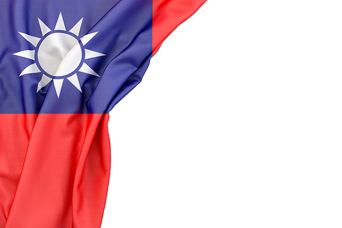 Flag of Taiwan in the corner on white background. Isolated, contains clipping path
